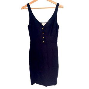 NWT L’AGENCE Body Con Black Dress Button Down Gold Buttons Small 2